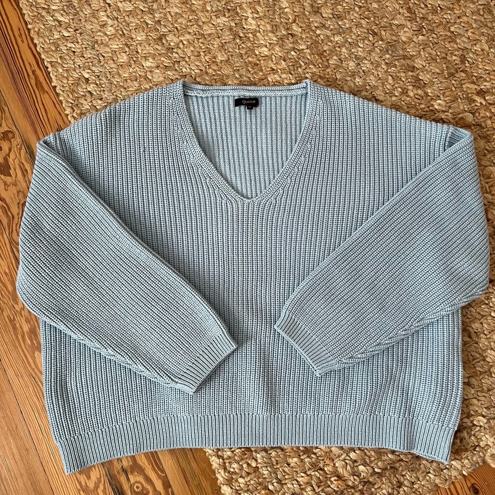 Quince V-Neck Sweater baby blue
